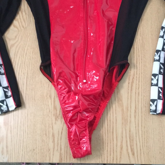 Womens Playboy Racecar Driver Halloween Costume Faux Leather Stretchy Medium - Picture 4 of 6